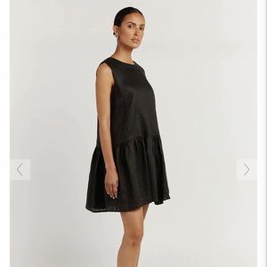 DISSH JOIE BLACK LINEN BABYDOLL DRESS